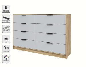 KОМОД КТ-К157 (ДУБ ЗОЛОТОЙ ЛДСП/ СЕРЫЙ ЛДСП) Ш1565 В1020 Г451