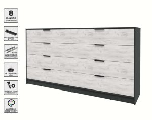 KОМОД КТ-К197 (АНТРАЦИТ ЛДСП/ ДУБ БЕЛЫЙ ЛДСП) Ш1965 В1020 Г451