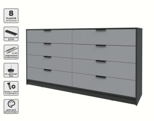 KОМОД КТ-К197 (АНТРАЦИТ ЛДСП/ СЕРЕБРО ЛДСП) Ш1965 В1020 Г451