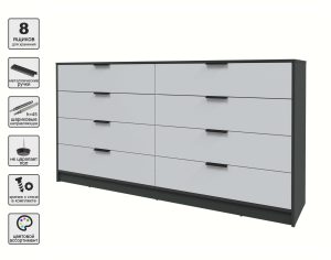 KОМОД КТ-К197 (АНТРАЦИТ ЛДСП/ СЕРЫЙ ЛДСП) Ш1965 В1020 Г451