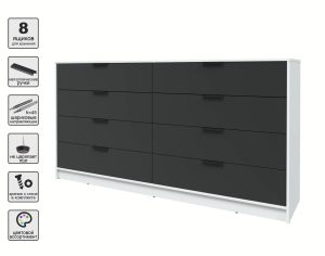 KОМОД КТ-К197 (БЕЛЫЙ ЛДСП/ АНТРАЦИТ ЛДСП) Ш1965 В1020 Г451