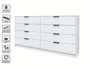 KОМОД КТ-К197 (БЕЛЫЙ ЛДСП/ БЕЛЫЙ ПЛАТИНУМ ЛДСП) Ш1965 В1020 Г451