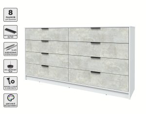 KОМОД КТ-К197 (БЕЛЫЙ ЛДСП/ БЕТОН ЛАЙТ ЛДСП) Ш1965 В1020 Г451