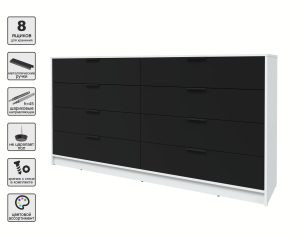 KОМОД КТ-К197 (БЕЛЫЙ ЛДСП/ ЧЕРНЫЙ ЛДСП) Ш1965 В1020 Г451