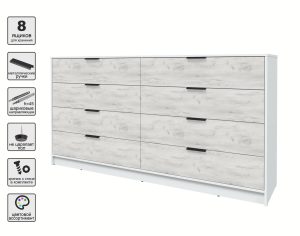 KОМОД КТ-К197 (БЕЛЫЙ ЛДСП/ ДУБ БЕЛЫЙ ЛДСП) Ш1965 В1020 Г451