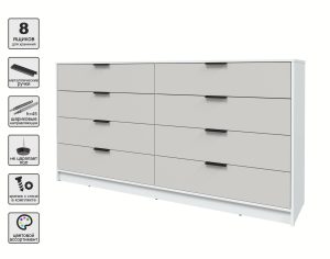 KОМОД КТ-К197 (БЕЛЫЙ ЛДСП/ ПЕРСИДСКИЙ ЖЕМЧУГ ЛДСП) Ш1965 В1020 Г451