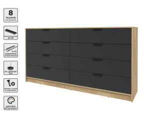 KОМОД КТ-К197 (ДУБ ЗОЛОТОЙ ЛДСП/ АНТРАЦИТ ЛДСП) Ш1965 В1020 Г451