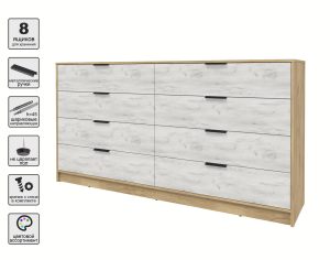 KОМОД КТ-К197 (ДУБ ЗОЛОТОЙ ЛДСП/ ДУБ БЕЛЫЙ ЛДСП) Ш1965 В1020 Г451