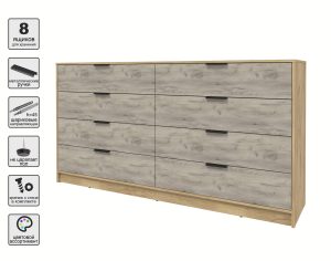 KОМОД КТ-К197 (ДУБ ЗОЛОТОЙ ЛДСП/ ДУБ СЕРЫЙ ЛДСП) Ш1965 В1020 Г451