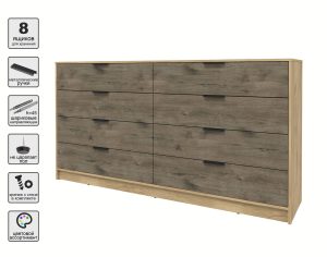 KОМОД КТ-К197 (ДУБ ЗОЛОТОЙ ЛДСП/ ДУБ ВЕЛЛИНГТОН ЛДСП) Ш1965 В1020 Г451