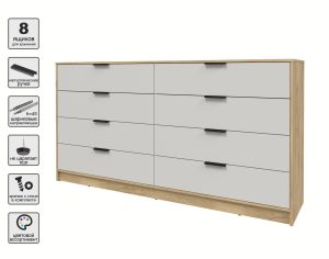 KОМОД КТ-К197 (ДУБ ЗОЛОТОЙ ЛДСП/ ПЕРСИДСКИЙ ЖЕМЧУГ ЛДСП) Ш1965 В1020 Г451