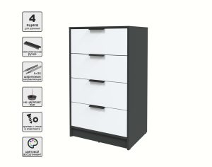 KОМОД КТ-К60 (АНТРАЦИТ ЛДСП/ БЕЛЫЙ ПЛАТИНУМ ЛДСП) Ш600 В1020 Г451