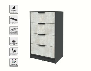 KОМОД КТ-К60 (АНТРАЦИТ ЛДСП/ БЕТОН ЛАЙТ ЛДСП) Ш600 В1020 Г451