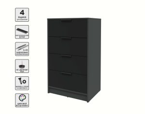 KОМОД КТ-К60 (АНТРАЦИТ ЛДСП/ ЧЕРНЫЙ ЛДСП) Ш600 В1020 Г451