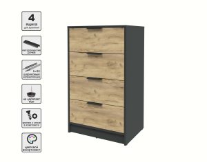 KОМОД КТ-К60 (АНТРАЦИТ ЛДСП/ ДУБ ЗОЛОТОЙ ЛДСП) Ш600 В1020 Г451