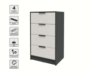 KОМОД КТ-К60 (АНТРАЦИТ ЛДСП/ ПЕРСИДСКИЙ ЖЕМЧУГ ЛДСП) Ш600 В1020 Г451