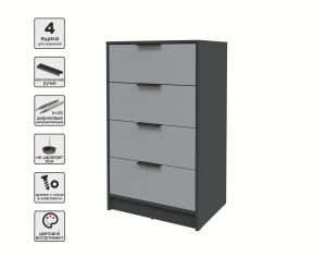 KОМОД КТ-К60 (АНТРАЦИТ ЛДСП/ СЕРЕБРО ЛДСП) Ш600 В1020 Г451