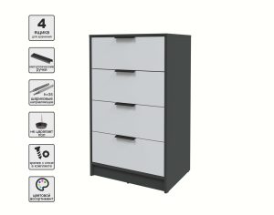 KОМОД КТ-К60 (АНТРАЦИТ ЛДСП/ СЕРЫЙ ЛДСП) Ш600 В1020 Г451