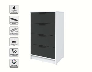 KОМОД КТ-К60 (БЕЛЫЙ ЛДСП/ АНТРАЦИТ ЛДСП) Ш600 В1020 Г451