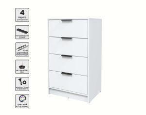 KОМОД КТ-К60 (БЕЛЫЙ ЛДСП/ БЕЛЫЙ ПЛАТИНУМ ЛДСП) Ш600 В1020 Г451