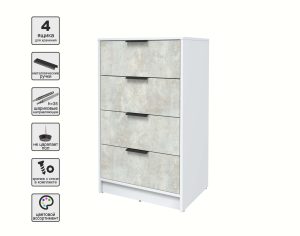 KОМОД КТ-К60 (БЕЛЫЙ ЛДСП/ БЕТОН ЛАЙТ ЛДСП) Ш600 В1020 Г451