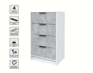 KОМОД КТ-К60 (БЕЛЫЙ ЛДСП/ БЕТОН ЛДСП) Ш600 В1020 Г451