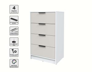 KОМОД КТ-К60 (БЕЛЫЙ ЛДСП/ ПЕРСИДСКИЙ ЖЕМЧУГ ЛДСП) Ш600 В1020 Г451