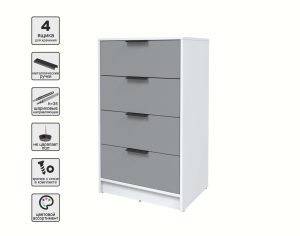 KОМОД КТ-К60 (БЕЛЫЙ ЛДСП/ СЕРЕБРО ЛДСП) Ш600 В1020 Г451