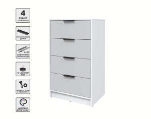 KОМОД КТ-К60 (БЕЛЫЙ ЛДСП/ СЕРЫЙ ЛДСП) Ш600 В1020 Г451