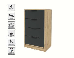 KОМОД КТ-К60 (ДУБ ЗОЛОТОЙ ЛДСП/ АНТРАЦИТ ЛДСП) Ш600 В1020 Г451
