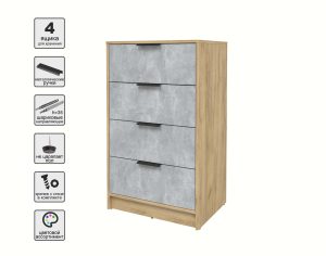 KОМОД КТ-К60 (ДУБ ЗОЛОТОЙ ЛДСП/ БЕТОН ЛДСП) Ш600 В1020 Г451