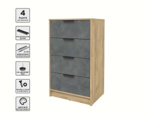 KОМОД КТ-К60 (ДУБ ЗОЛОТОЙ ЛДСП/ БЕТОН ПОРТЛЕНД ЛДСП) Ш600 В1020 Г451