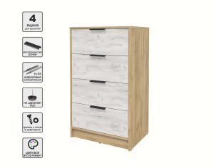 KОМОД КТ-К60 (ДУБ ЗОЛОТОЙ ЛДСП/ ДУБ БЕЛЫЙ ЛДСП) Ш600 В1020 Г451