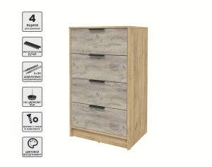 KОМОД КТ-К60 (ДУБ ЗОЛОТОЙ ЛДСП/ ДУБ СЕРЫЙ ЛДСП) Ш600 В1020 Г451