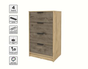 KОМОД КТ-К60 (ДУБ ЗОЛОТОЙ ЛДСП/ ДУБ ВЕЛЛИНГТОН ЛДСП) Ш600 В1020 Г451