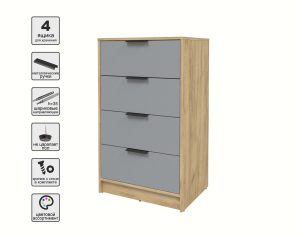 KОМОД КТ-К60 (ДУБ ЗОЛОТОЙ ЛДСП/ СЕРЕБРО ЛДСП) Ш600 В1020 Г451