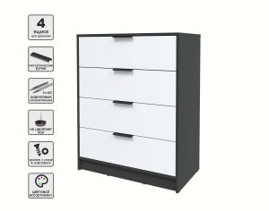 KОМОД КТ-К80 (АНТРАЦИТ ЛДСП/ БЕЛЫЙ ПЛАТИНУМ ЛДСП) Ш800 В1020 Г451