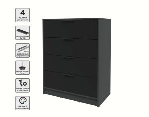 KОМОД КТ-К80 (АНТРАЦИТ ЛДСП/ ЧЕРНЫЙ ЛДСП) Ш800 В1020 Г451