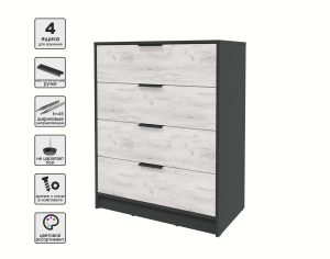 KОМОД КТ-К80 (АНТРАЦИТ ЛДСП/ ДУБ БЕЛЫЙ ЛДСП) Ш800 В1020 Г451