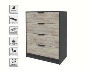 KОМОД КТ-К80 (АНТРАЦИТ ЛДСП/ ДУБ СЕРЫЙ ЛДСП) Ш800 В1020 Г451