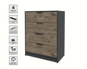 KОМОД КТ-К80 (АНТРАЦИТ ЛДСП/ ДУБ ВЕЛЛИНГТОН ЛДСП) Ш800 В1020 Г451