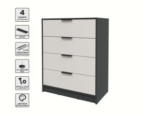 KОМОД КТ-К80 (АНТРАЦИТ ЛДСП/ ПЕРСИДСКИЙ ЖЕМЧУГ ЛДСП) Ш800 В1020 Г451