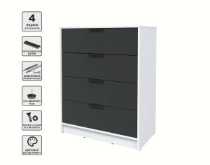 KОМОД КТ-К80 (БЕЛЫЙ ЛДСП/ АНТРАЦИТ ЛДСП) Ш800 В1020 Г451