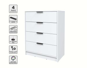 KОМОД КТ-К80 (БЕЛЫЙ ЛДСП/ БЕЛЫЙ ПЛАТИНУМ ЛДСП) Ш800 В1020 Г451