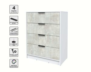 KОМОД КТ-К80 (БЕЛЫЙ ЛДСП/ БЕТОН ЛАЙТ ЛДСП) Ш800 В1020 Г451