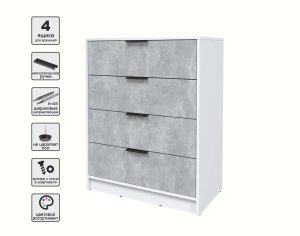 KОМОД КТ-К80 (БЕЛЫЙ ЛДСП/ БЕТОН ЛДСП) Ш800 В1020 Г451