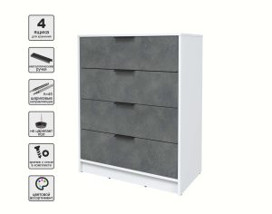 KОМОД КТ-К80 (БЕЛЫЙ ЛДСП/ БЕТОН ПОРТЛЕНД ЛДСП) Ш800 В1020 Г451