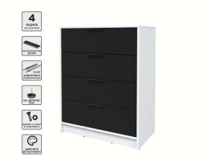 KОМОД КТ-К80 (БЕЛЫЙ ЛДСП/ ЧЕРНЫЙ ЛДСП) Ш800 В1020 Г451