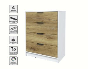 KОМОД КТ-К80 (БЕЛЫЙ ЛДСП/ ДУБ НОКС ЛДСП) Ш800 В1020 Г451