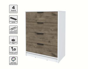 KОМОД КТ-К80 (БЕЛЫЙ ЛДСП/ ДУБ ВЕЛЛИНГТОН ЛДСП) Ш800 В1020 Г451